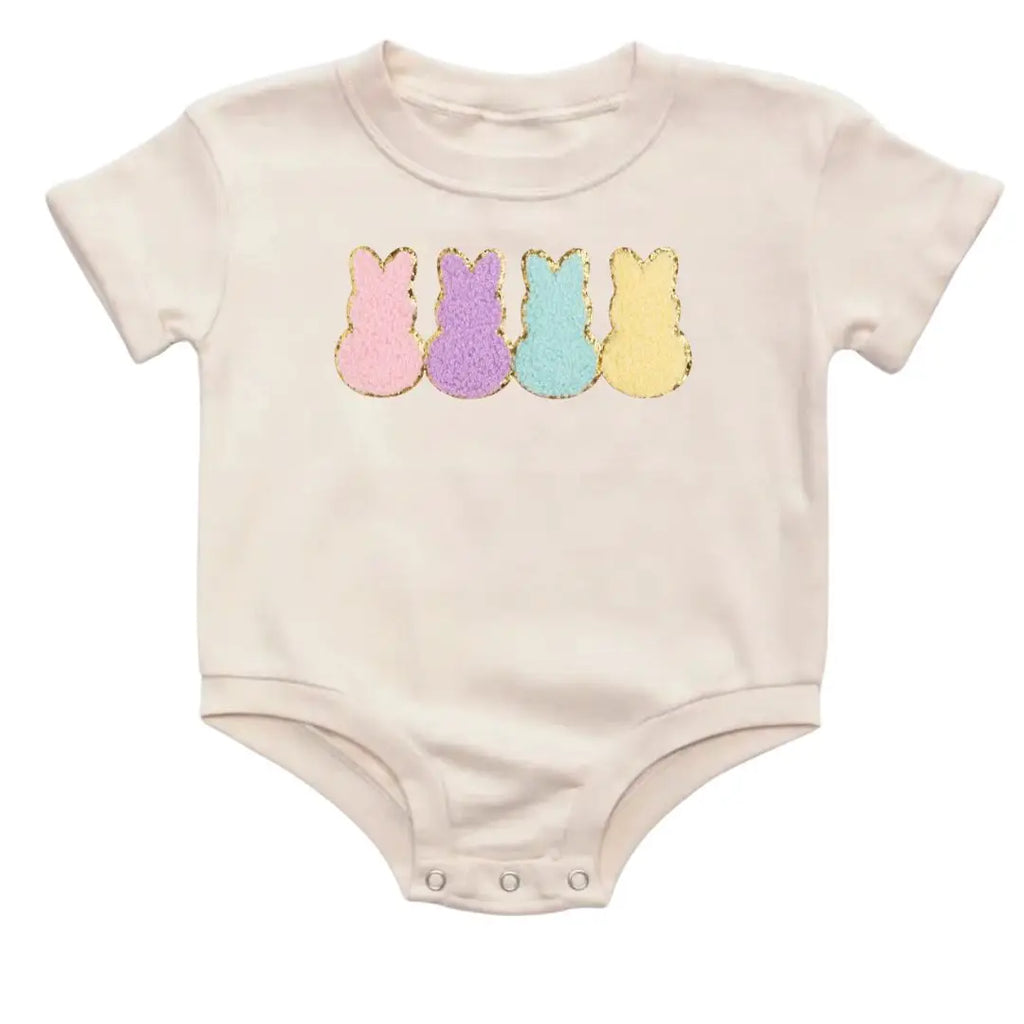 Easter Peeps Patch Short Sleeve Romper