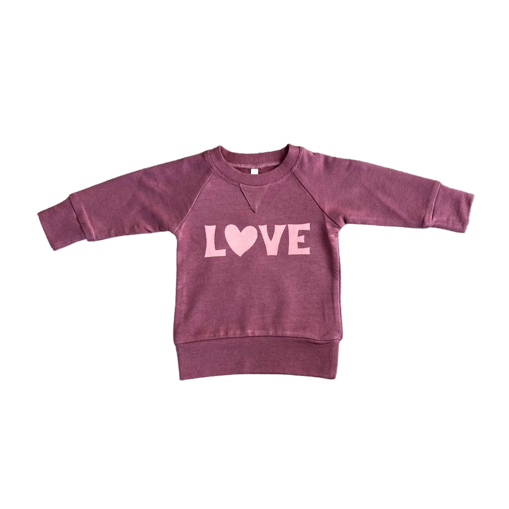 Kid's Raglan Sweatshirt - Love in Ruby