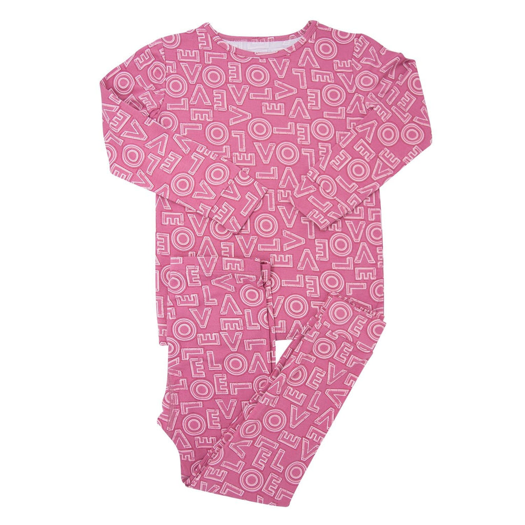 Big Kid Pajama - All You Need Is Love French Rose