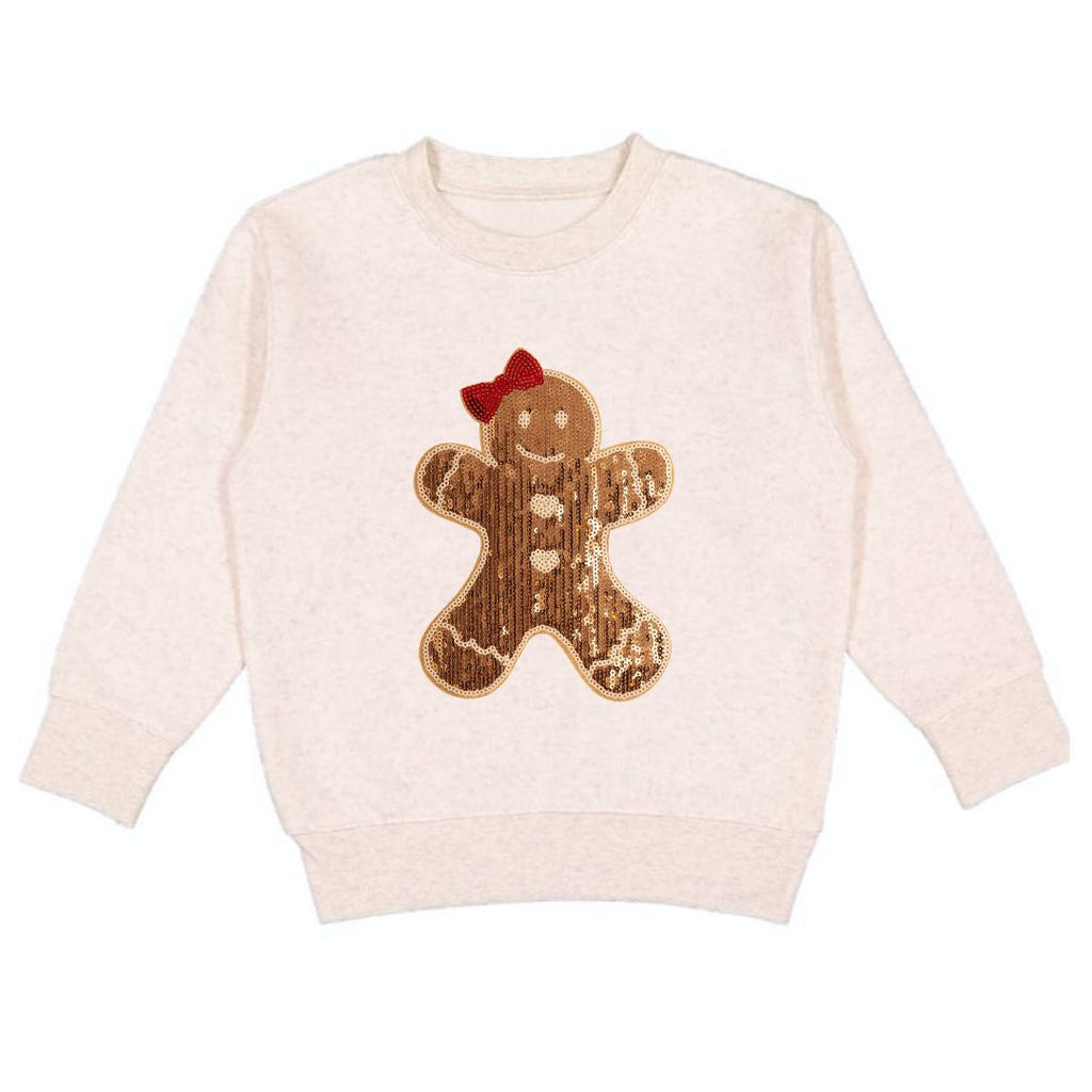 Gingerbread Sequin Patch Christmas Sweatshirt - Natural