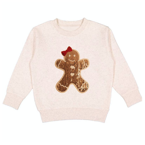 Gingerbread Sequin Patch Christmas Sweatshirt - Natural
