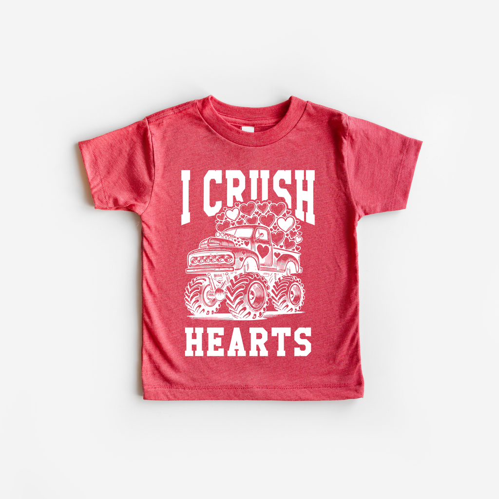 I Crush Hearts Monster Truck Valentines Day Kid Shirt