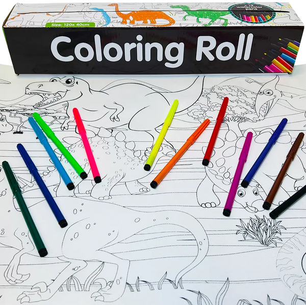 Reusable Jumbo Coloring Roll w/ Markers - Dinosaur Explore!