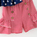 Girls Summer July 4th Navy Red Star Ruffled Short Set