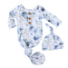 Bailey's Blue Floral Newborn Baby Knot Gown & Hat Set