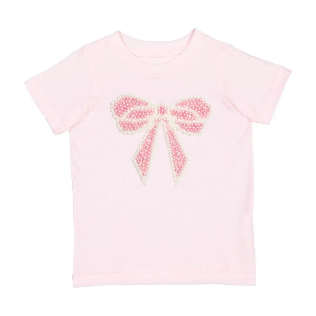 Pearl Bow Patch Short Sleeve T-Shirt - Kids Clothing