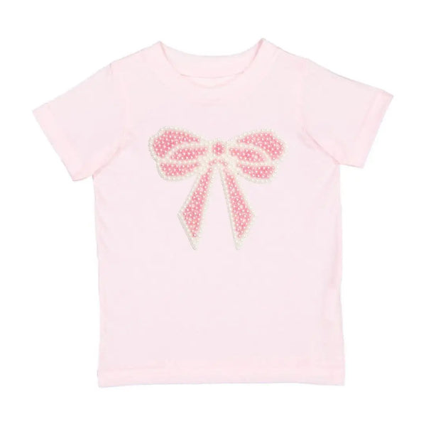 Pearl Bow Patch Short Sleeve T-Shirt - Kids Clothing