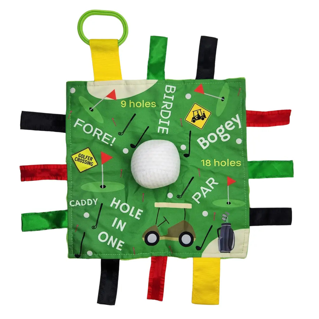 Golf Baby Learning Lovey Tag Stroller Toy 10" X 10"