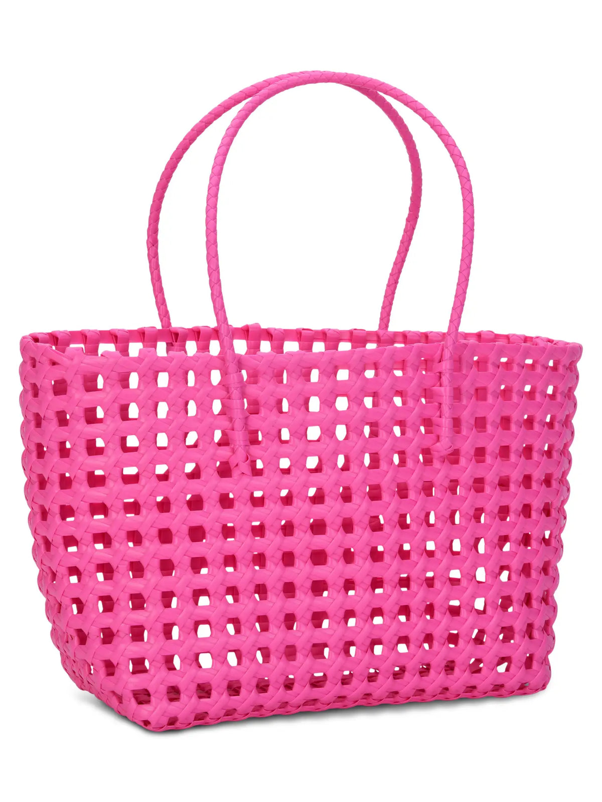 Large Pink Woven Tote Bag