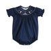 Blue Nativity Smocked Ruffle Romper
