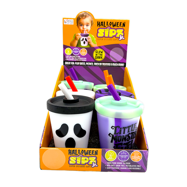 Halloween 8oz Silicone Kids Cup with Lid & Straw - 6/Display