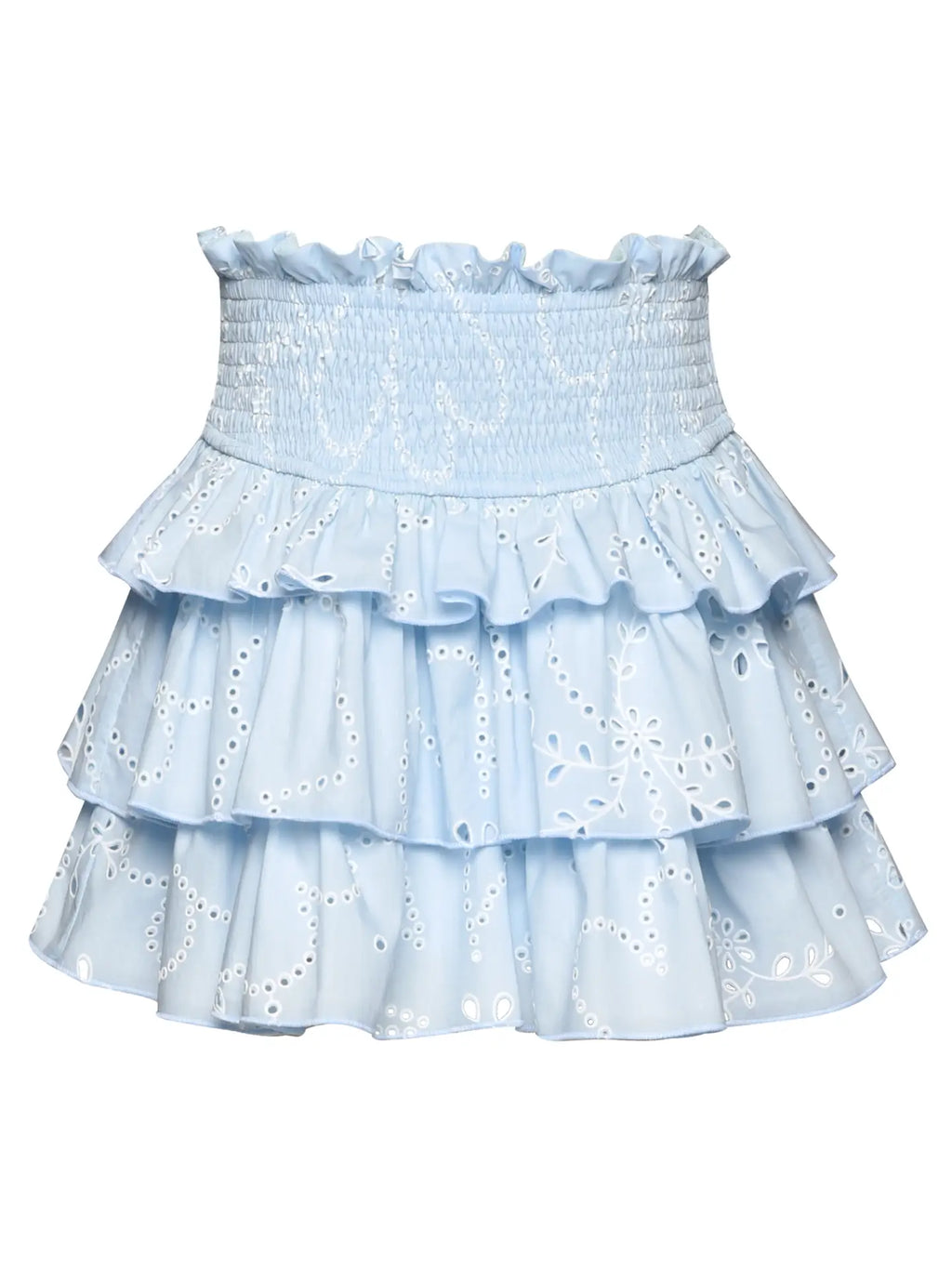 Eyelet 3 Tier Smocked Waist Skirt