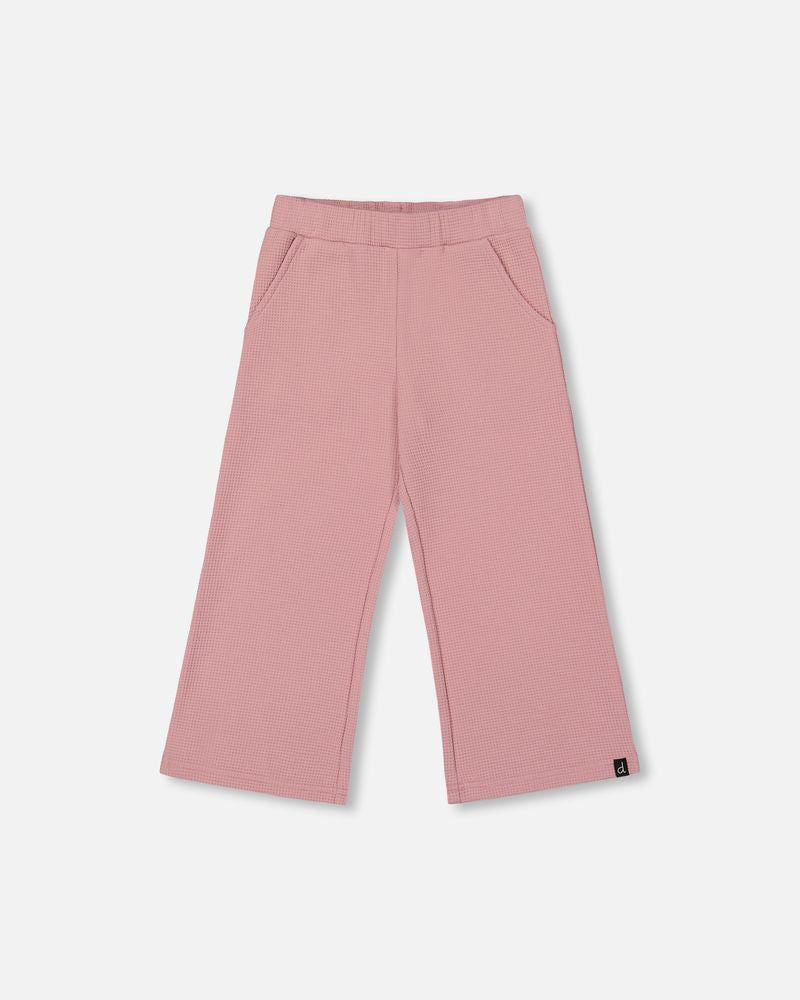 Waffle Flare Leg Pants Dusty Pink
