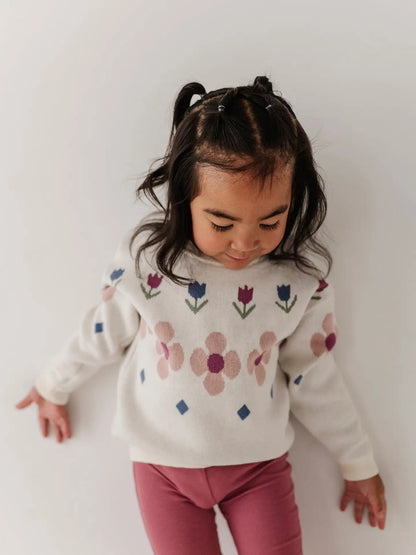 KNIT SWEATER -  Tulip Intarsia