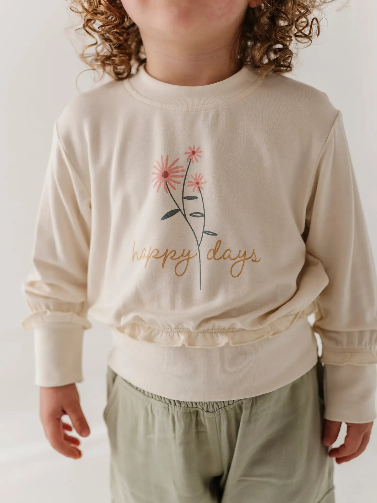 GIRLS RUFFLE HEM SWEATSHIRT - Happy Days