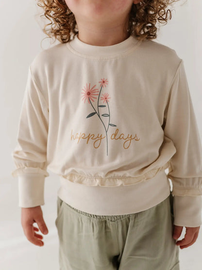 GIRLS RUFFLE HEM SWEATSHIRT - Happy Days