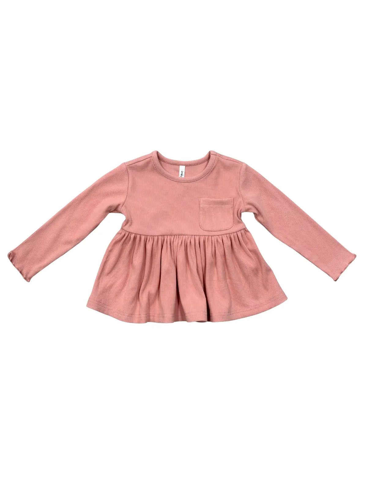 Babysprouts Girl's Ribbed Peplum Shirt - Mellow Rose