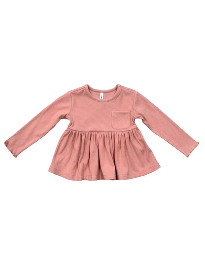 Babysprouts Girl's Ribbed Peplum Shirt - Mellow Rose