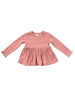 Babysprouts Girl's Ribbed Peplum Shirt - Mellow Rose