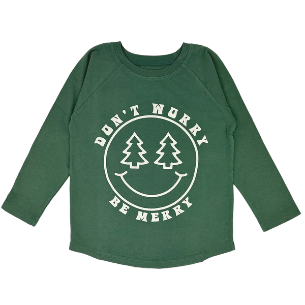 "Be Merry" L/S Raglan, Color: Forest,