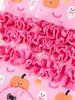 Halloween Pumpkin Ghost Print Baby Girl Pajamas Ruffle Zipper Romper