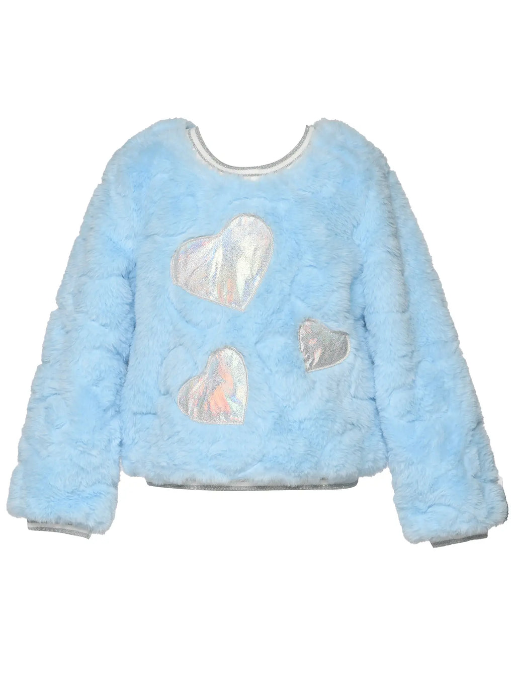 Faux Fur Top w/ Embossed Hearts and Heart Trim