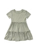 GIRLS SHORT SLEEVE DOUBLE TIERED DRESS - SAGE