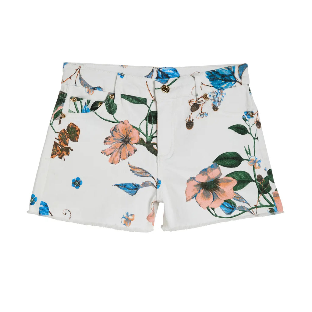 Girls-White Floral SHORTS