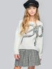 Knit Pullover Sweater w/ Sequin Embroidered Bow