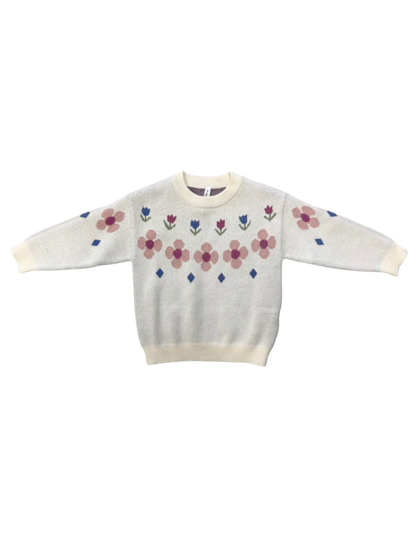 KNIT SWEATER -  Tulip Intarsia