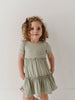 GIRLS SHORT SLEEVE DOUBLE TIERED DRESS - SAGE
