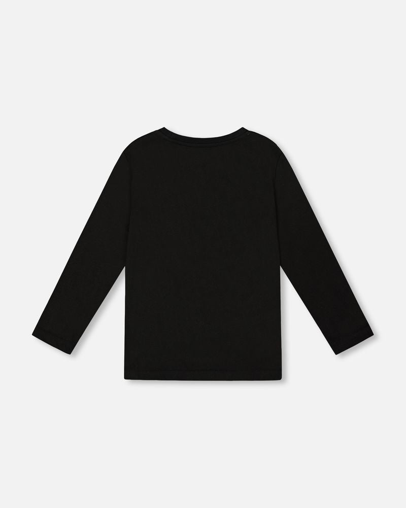 Long Sleeve Cotton Jersey Tee Shirt Black
