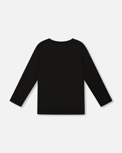 Long Sleeve Cotton Jersey Tee Shirt Black