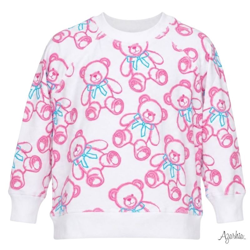 Spray Painted Bears White Oversized Sweatshirt