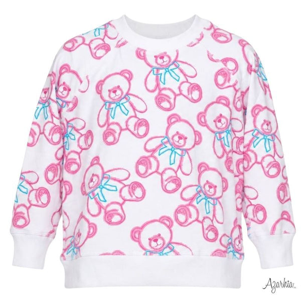 Spray Painted Bears White Oversized Sweatshirt