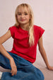 GIRLS KNITTED TEE - Red