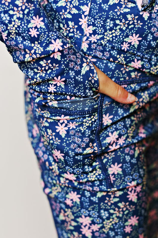 NAVY DITSY FLORAL ACTIVE LEGGINGS