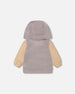 Sherpa Hooded Jacket Rustic Blue And Sand
