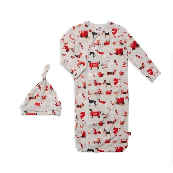 i chews you modal magnetic cozy sleeper gown + hat set NB-3M