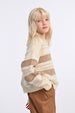 Knitted sweater, embossed stripes