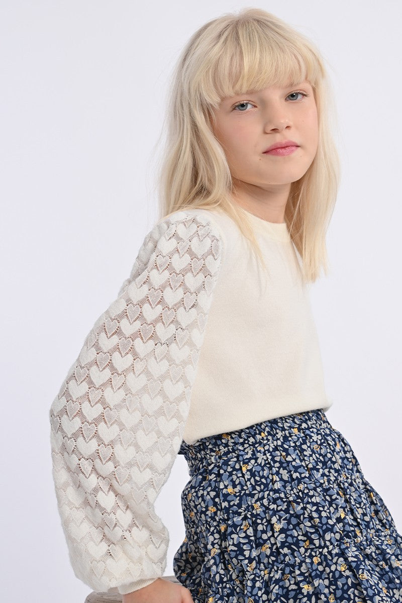 Knitted sweater, fancy sleeves