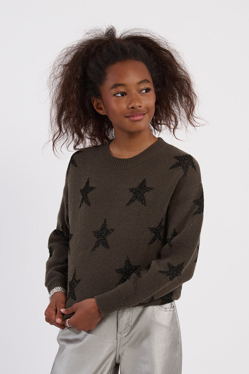 Knitted sweater, glittery stars