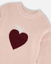 Knit Sweater Pinkish White With Sequin Heart