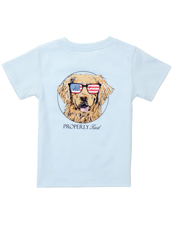 Boys Patriot Dog SS Periwinkle
