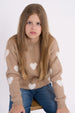 Plush knit sweater, heart pattern