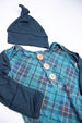 Preston Plaid Teal Knot Gown & Hat