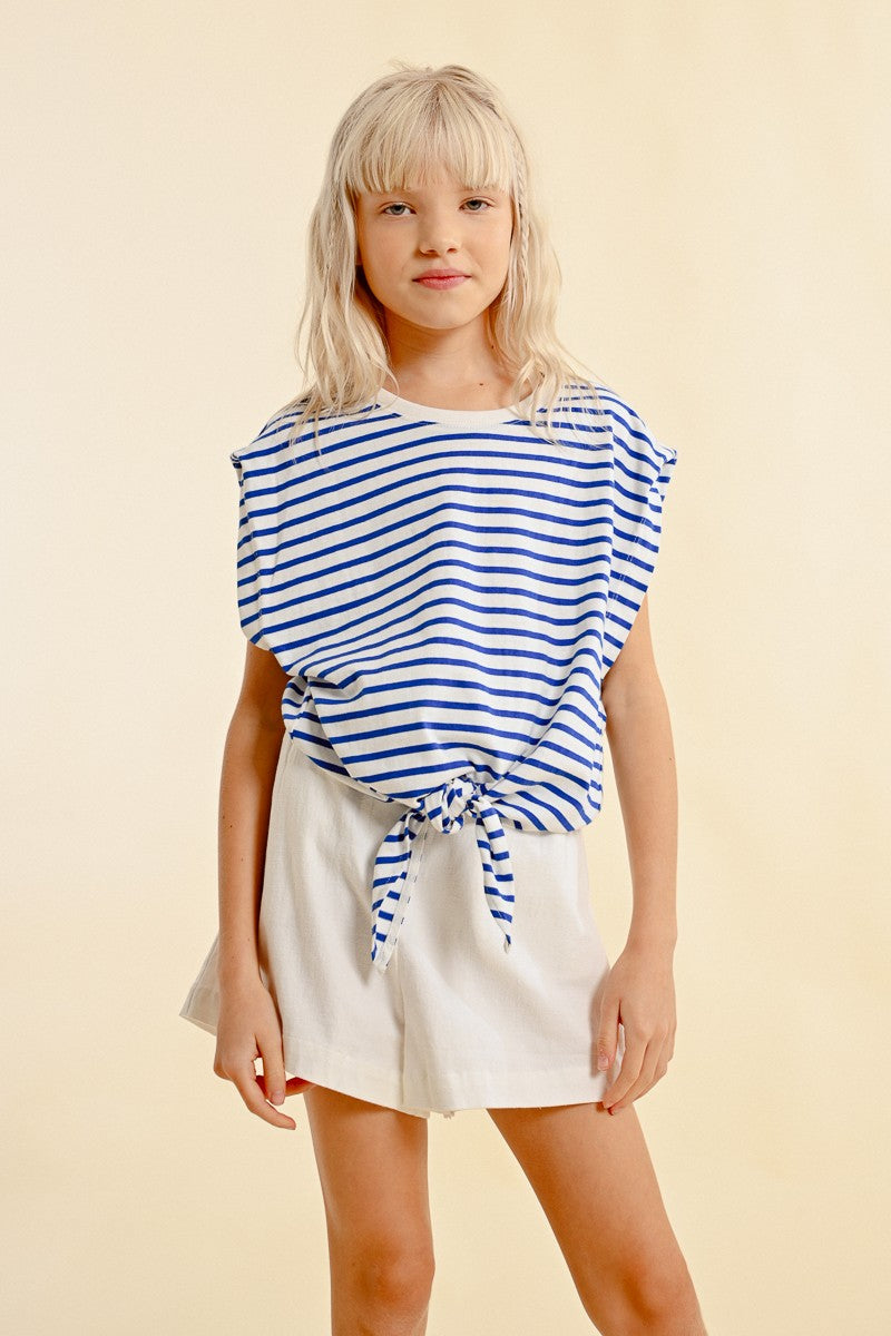 Girls Striped Knitted Tee
