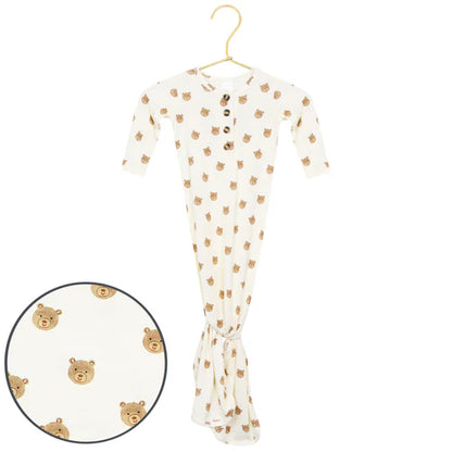 Teddy Knotted Gown - Newborn/3 Month