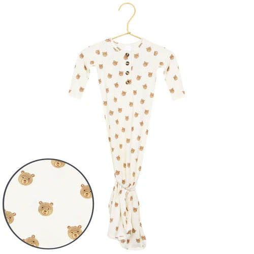 Teddy Knotted Gown - Newborn/3 Month