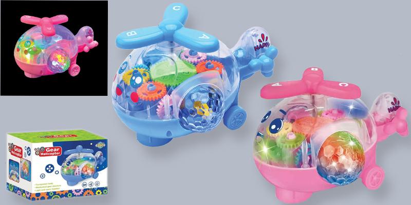 toy battery helicopter  kiddie transparent gears light